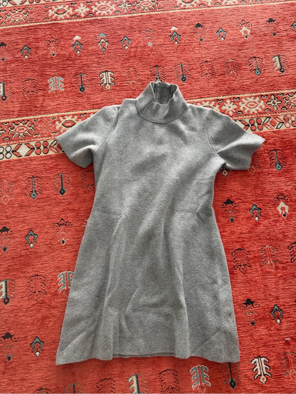 Anthropologie Gray Short-Sleeve Turtleneck Knit Dress